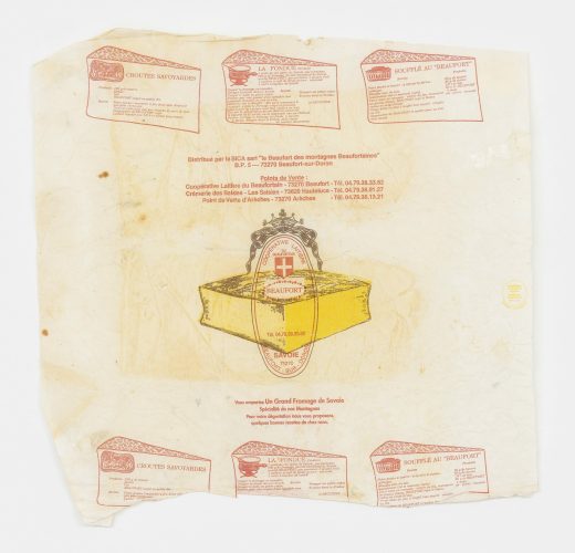 L'emballage, 2010, cheese, silkscreen, 45 x 90 cm
